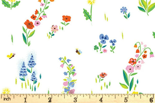 1/2 metro Flores de Picnic sobre blanco El Bosque de los 100 Acres Winnie Pooh y sus Amigos