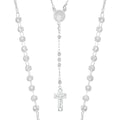 Rosario De Plata Ley 925 Con Bola Diamantada De 55 Cm