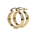 Arracada Bangle De Oro De 14k Lisa De 15mm, 6mm de Ancho