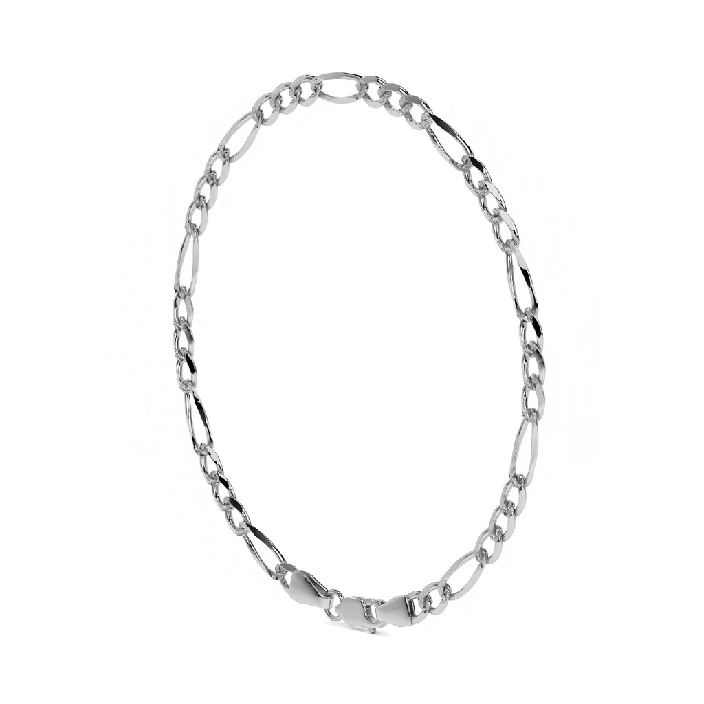 Pulsera de Plata 925 Italiana para Hombre Estilo Fígaro 3x1 | Joyería Masculina Elegante