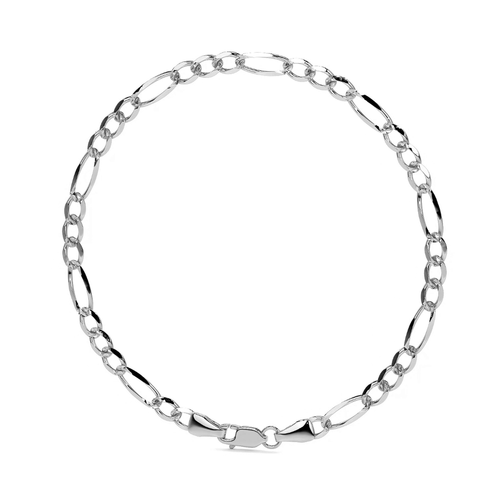 Pulsera de Plata 925 Italiana para Hombre Estilo Fígaro 3x1 | Joyería Masculina Elegante
