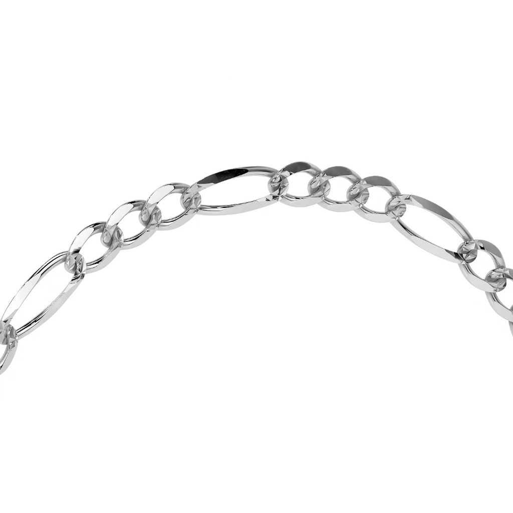 Pulsera de Plata 925 Italiana para Hombre Estilo Fígaro 3x1 | Joyería Masculina Elegante
