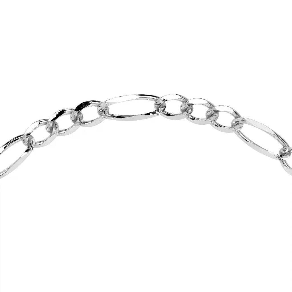 Pulsera de Plata 925 Italiana para Hombre Estilo Fígaro 3x1 | Joyería Masculina Elegante