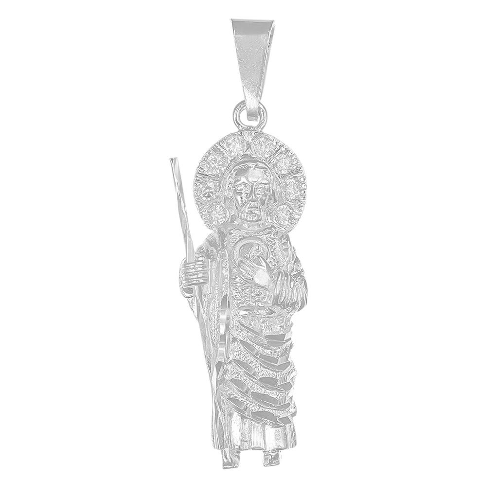 Collar De Plata 925 Con Dije De San Judas 4.9 Cm