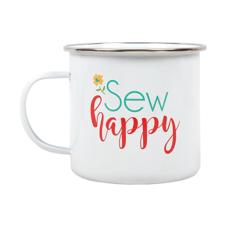 Taza de Peltre con Máquina de Coser Cose Feliz Lori Holt