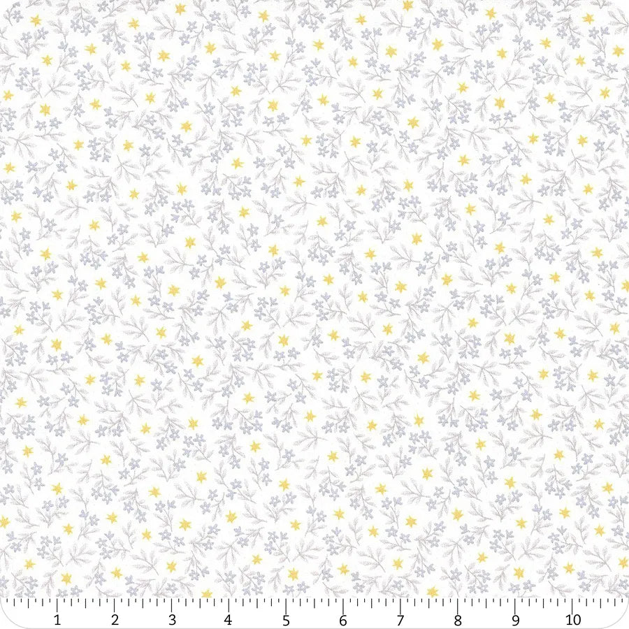 1/2 metro de Jazmín floral sobre blanco Brilla Brilla Estrellita