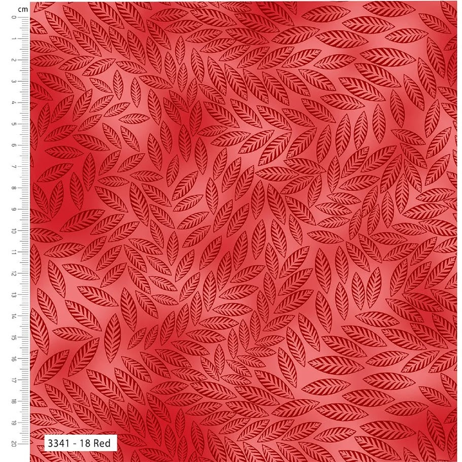 1/2 metro Tela de algodón Hojas sobre Rojo *Llega el 19 de nov**