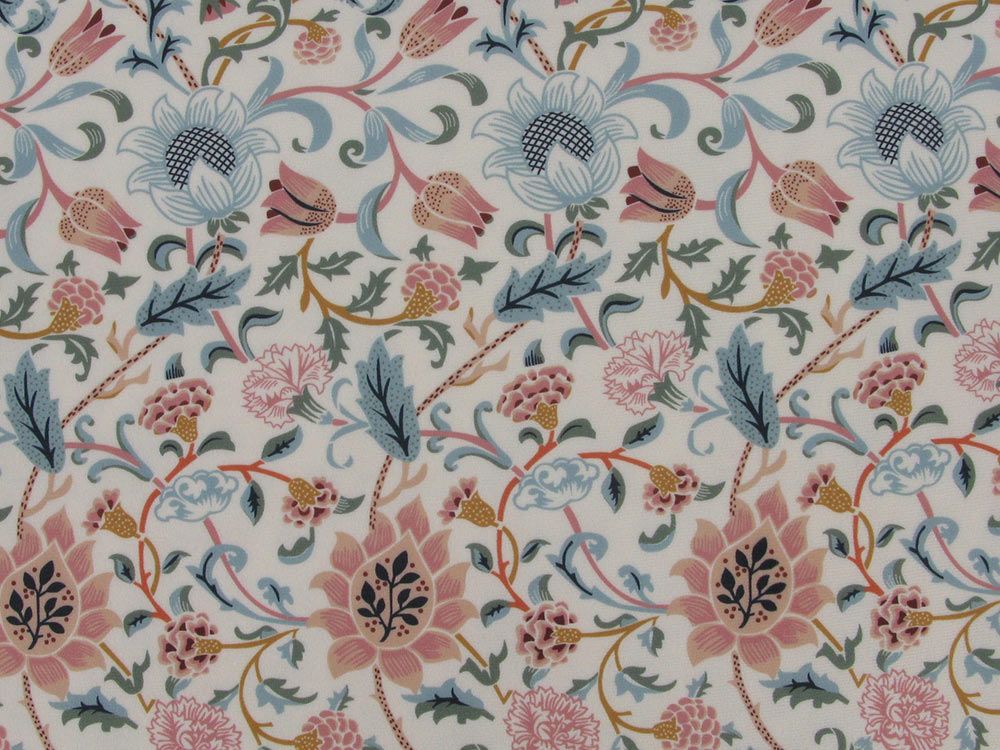 1/2 metro de Terciopelo William Morris Evenlode rosa y marfil